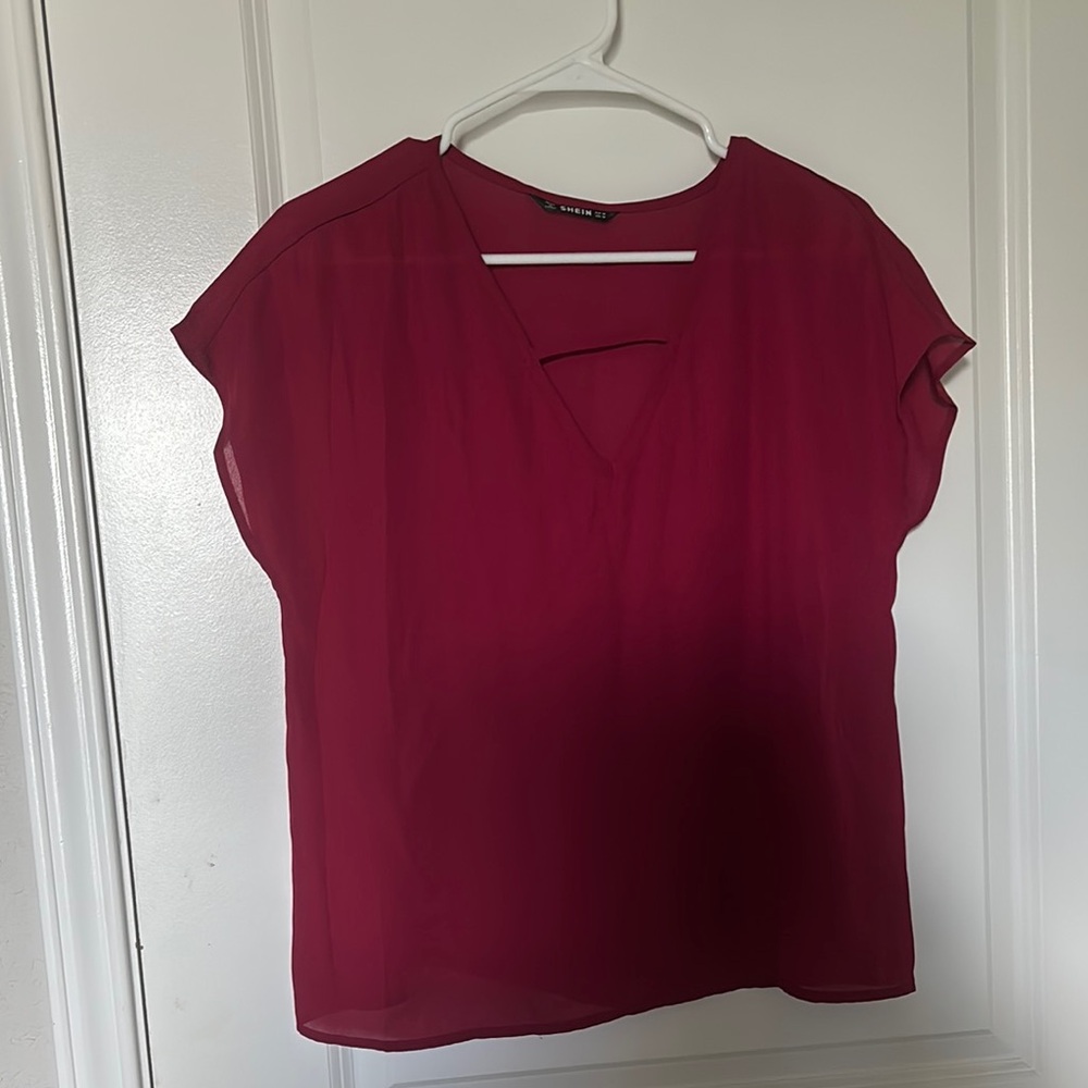 SHEIN Red Cap Sleeve Relaxed Blouse